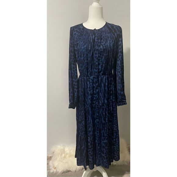 Kobi Halperin poppi long sleeve tiered animal print midi dress S - Picture 2 of 10